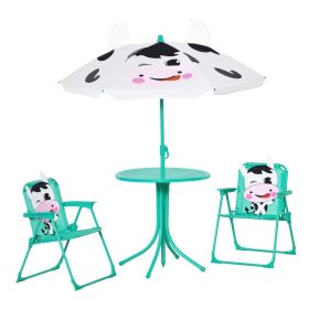 Kids Table and Chair Set, Outdoor Folding Garden Furniture, Picnic Table for Patio Backyard, with Removable & Height Adjustable Sun Umbrella, Ag (Option: White-750x510x110 mm)