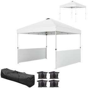 10' x 10' Pop Up Canopy Tent with 2 Half Sidewalls, UV50+ Instant Sun Shelter with Wheeled Carry Bag, White (Option: White-1190x225x225 mm)